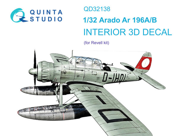 Quinta Studio QD32138 - Ar 196A/B 3D-Printed & coloured Interior on decal paper (for Revell kit) - 1:32