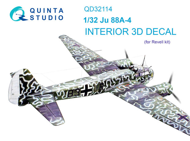 Quinta Studio QD32114 - Ju 88A-4 3D-Printed & coloured Interior on decal paper (for Revell kit) - 1:32