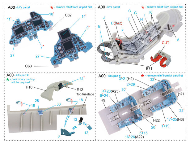 Quinta Studio QD48212 - Su-30MKK 3D-Printed & coloured Interior on decal paper ( for KittyHawk kit) - 1:48