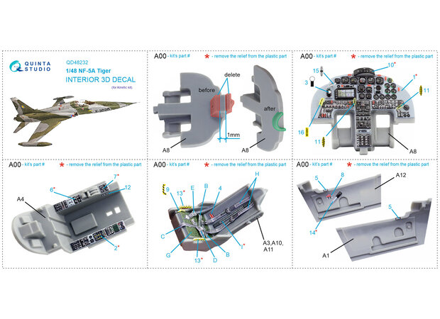 Quinta Studio QD48232 - NF-5A 3D-Printed & coloured Interior on decal paper (for Kinetic kit) - 1:48