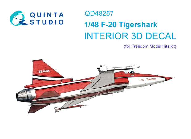 Quinta Studio QD48257 - F-20 Tigershark 3D-Printed & coloured Interior on decal paper (for Freedom Model kit) - 1:48