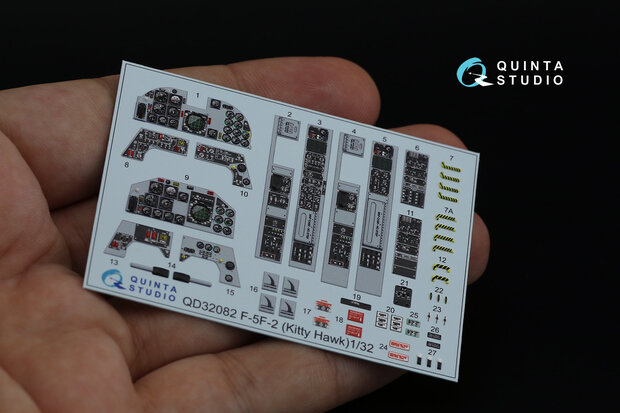 Quinta Studio QD32082 - F-5F-2 3D-Printed & coloured Interior on decal paper (for KittyHawk kit) - 1:32