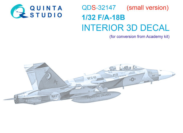 Quinta Studio QDS-32147 - F/A-18B 3D-Printed & coloured Interior on decal paper (for Academy kit) - Small Version - 1:32