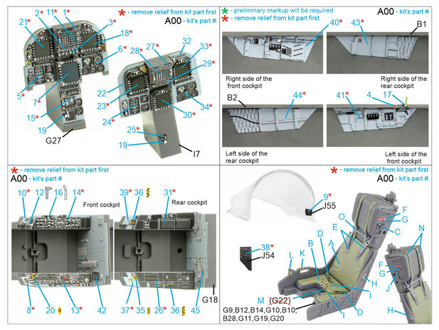 Quinta Studio QD32147 - F/A-18B 3D-Printed & coloured Interior on decal paper (for Academy kit) - 1:32