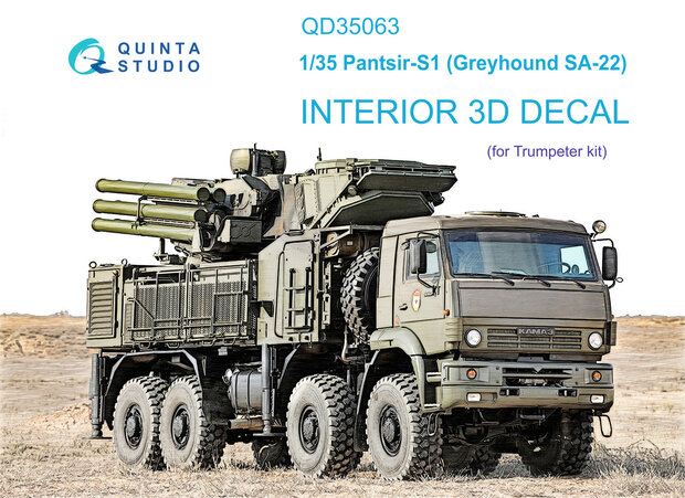 Quinta Studio QD35063 - Pantsir-S1  (SA-22 Greyhound) 3D-Printed & coloured Interior on decal paper (for Trumpeter kit) - 1:35