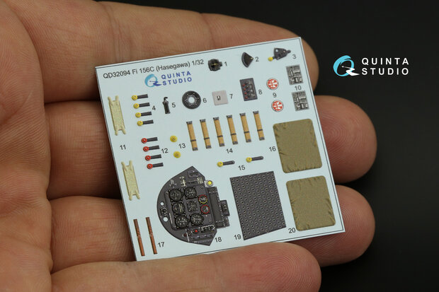 Quinta Studio QD32094 - Fi 156C 3D-Printed & coloured Interior on decal paper (for Hasegawa kit) - 1:32