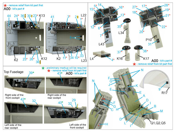 Quinta Studio QD32123 - F/A-18F early 3D-Printed & coloured Interior on decal paper (for Trumpeter kit) - 1:32