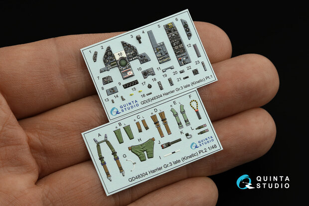 Quinta Studio QD48304 - Harrier Gr.3 late 3D-Printed & coloured Interior on decal paper (for Kinetic kit) - 1:48