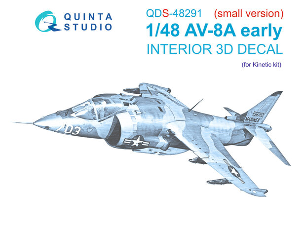 Quinta Studio QDS-48291 - AV-8A Early 3D-Printed & coloured Interior on decal paper (for Kinetic kit) - Small Version  - 1:48