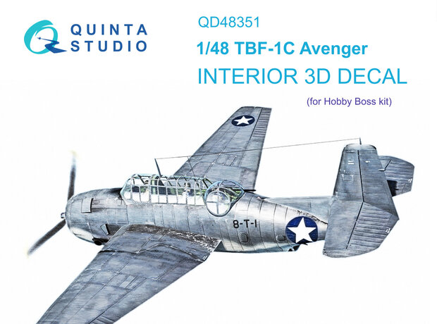 Quinta Studio QD48351 - TBF-1C 3D-Printed & coloured Interior on decal paper (for Hobby Boss kit)  - 1:48