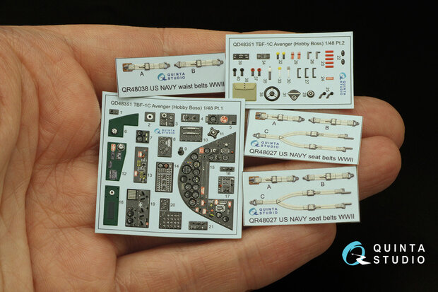 Quinta Studio QD48351 - TBF-1C 3D-Printed & coloured Interior on decal paper (for Hobby Boss kit)  - 1:48