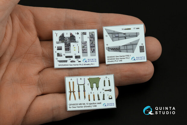 Quinta Studio QD48344 - Sea Harrier FA.2 3D-Printed & coloured Interior on decal paper (for Kinetic kit)  - 1:48