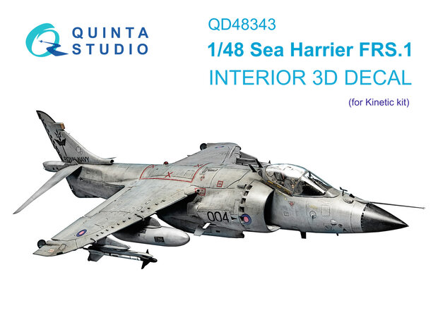 Quinta Studio QD48343 - Sea Harrier FRS.1 3D-Printed & coloured Interior on decal paper (for Kinetic kit)  - 1:48