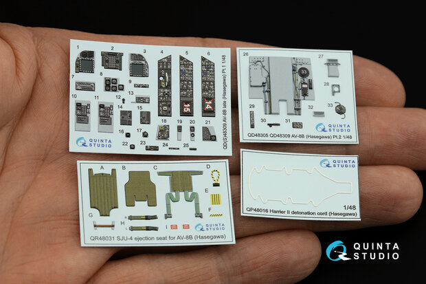 Quinta Studio QD48309 - AV-8B Late 3D-Printed & coloured Interior on decal paper (for Hasegawa kit)  - 1:48