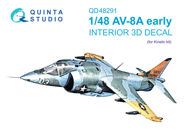 Quinta Studio QD48291 - AV-8A Early 3D-Printed & coloured Interior on decal paper (for Kinetic kit)  - 1:48