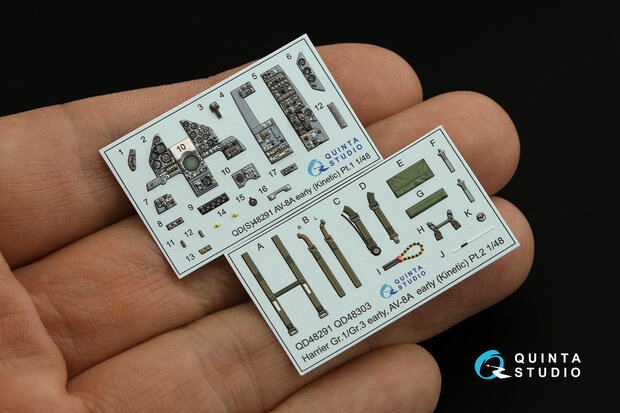 Quinta Studio QD48291 - AV-8A Early 3D-Printed & coloured Interior on decal paper (for Kinetic kit)  - 1:48