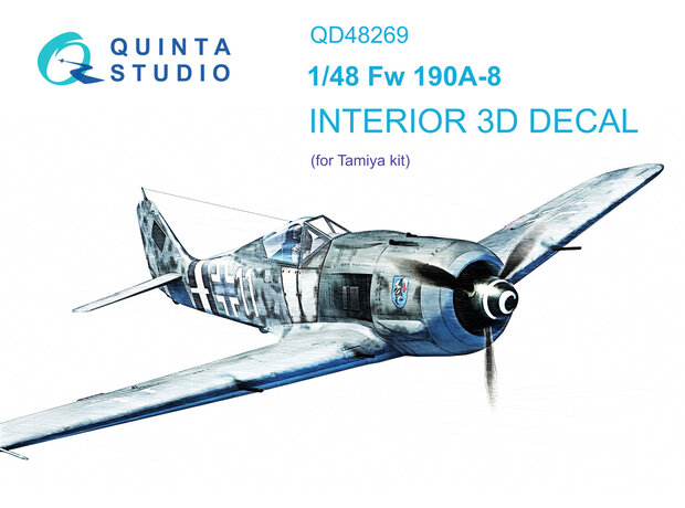 Quinta Studio QD48269 - Fw 190A-8 3D-Printed & coloured Interior on decal paper (for Tamiya kit)  - 1:48