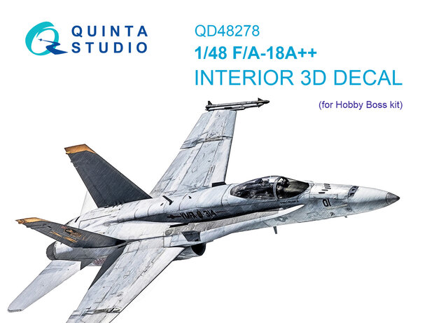 Quinta Studio QD48278 - F/A-18A++ 3D-Printed & coloured Interior on decal paper (for HobbyBoss kit) - 1:48