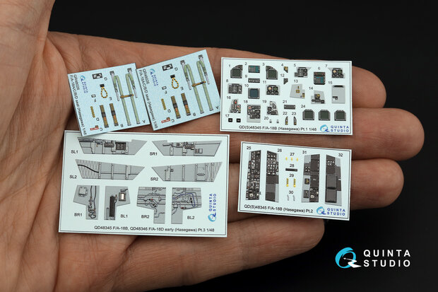 Quinta Studio QD48345 - F/A-18B 3D-Printed & coloured Interior on decal paper (for Hasegawa kit) - 1:48