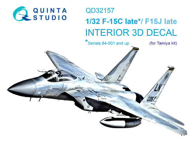 Quinta Studio QD32157 - F-15C Late/F-15J late 3D-Printed & coloured Interior on decal paper (for Tamiya kit) - 1:32