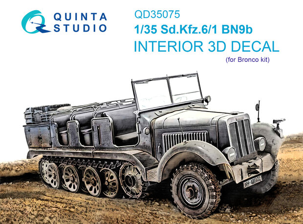 Quinta Studio QD35075 - Sd.Kfz.6-1 BN9b 3D-Printed & coloured Interior on decal paper (for Bronco kit) - 1:35