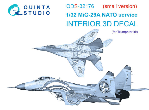 Quinta Studio QDS-32176 - MiG-29A NATO service 3D-Printed & coloured Interior on decal paper (for Trumpeter kit) - Small Version - 1:32