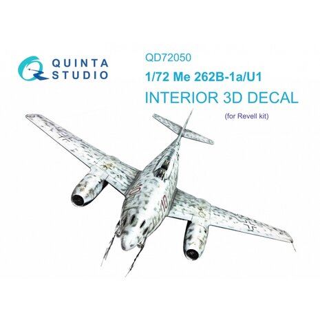 Quinta Studio QD72050 - Me-262B-1a/U1 3D-Printed & coloured Interior on decal paper (for Academy kit) - 1:72