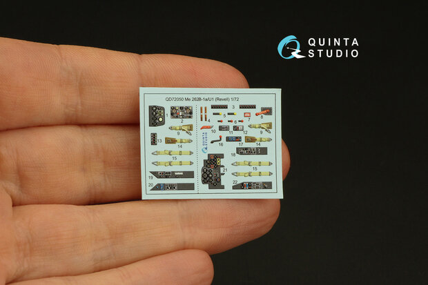 Quinta Studio QD72050 - Me-262B-1a/U1 3D-Printed & coloured Interior on decal paper (for Academy kit) - 1:72