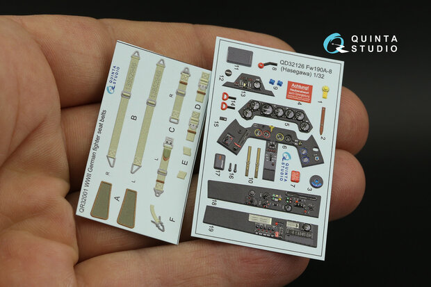 Quinta Studio QD32126 - FW 190A-8  3D-Printed & coloured Interior on decal paper (for Hasegawa kit) - 1:32