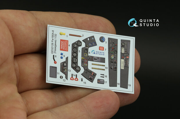 Quinta Studio QD32126 - FW 190A-8  3D-Printed & coloured Interior on decal paper (for Hasegawa kit) - 1:32