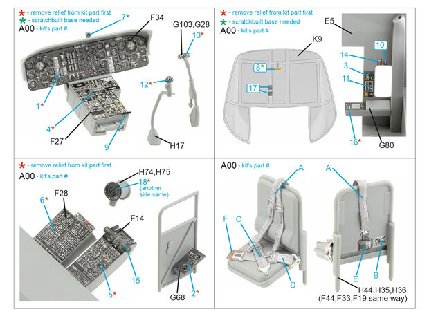 Quinta Studio QD35100 - CH-54A 3D-Printed & coloured Interior on decal paper (for ICM kit)- 1:35