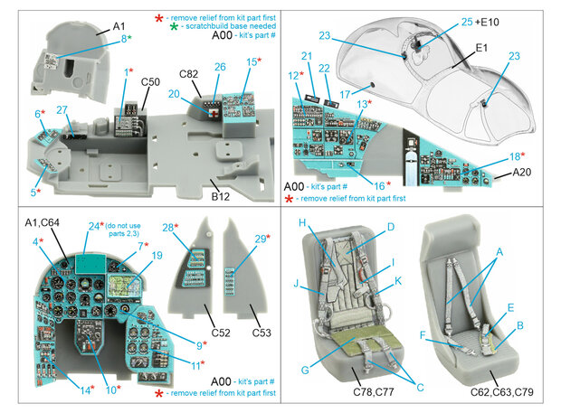 Quinta Studio QD48356 - Mi-24D 3D-Printed & coloured Interior on decal paper (for Trumpeter kit) - 1:48