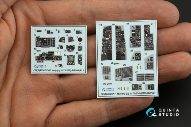 Quinta Studio QDS-48387 - F-4E early with slatted wing 3D-Printed & coloured Interior on decal paper (for Meng kit) - Small Version - 1:48