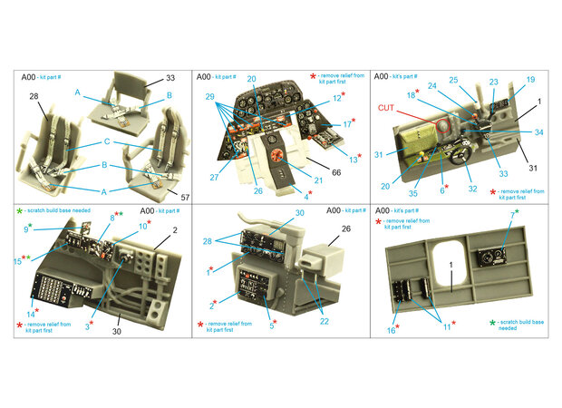 Quinta Studio QD48385 - TBM-3 Avenger 3D-Printed & coloured Interior on decal paper (for Accurate miniatures/Academy kit) - 1:48