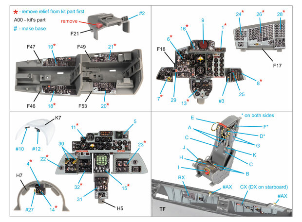 Quinta Studio QD48370 - F-4E late without DMAS 3D-Printed & coloured Interior on decal paper (for Meng kit) - 1:48