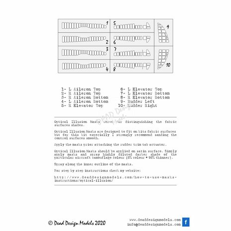 Dead Design Models SM32005 - Ki-84 Hayate Optical Illusion Control Surfaces (For Hasegawa kit) - 1:32