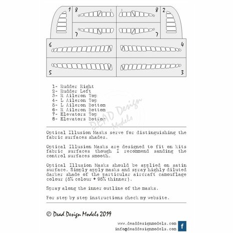 Dead Design Models SM72001 - Ki-43 I Hayabusa Optical Illusion Control Surfaces (For Fine Molds kit) - 1:72