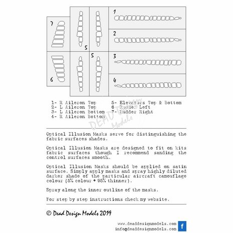 Dead Design Models SM72011 - A6M2b Reisen Optical Illusion Control Surfaces (For Fine Molds/Model Graphix kit) - 1:72