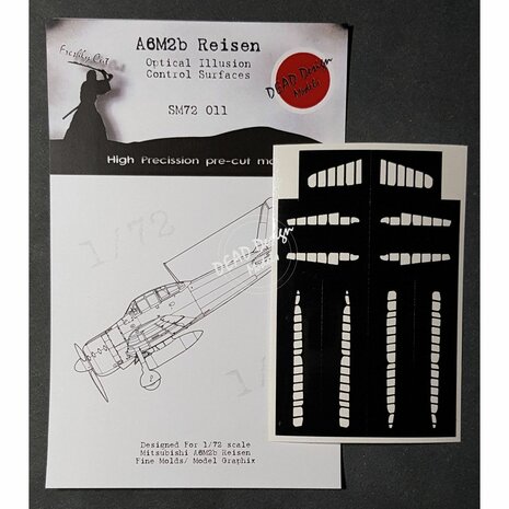 Dead Design Models SM72011 - A6M2b Reisen Optical Illusion Control Surfaces (For Fine Molds/Model Graphix kit) - 1:72