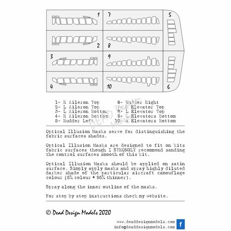 Dead Design Models SM72021 - D4Y1/2 Suisei Optical Illusion Control Surfaces (For Fujimi/AZ Model kit) - 1:72