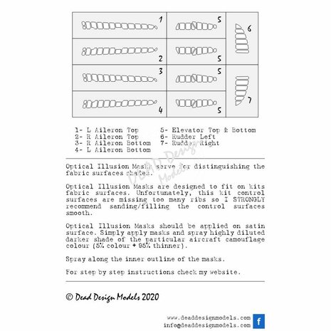 Dead Design Models SM72033 - Ki-43 II/III Hayabusa Optical Illusion Control Surfaces - CORRECTED (For Special Hobby kit) - 1:72