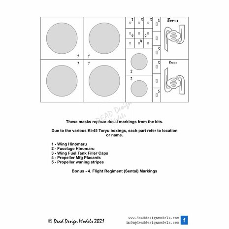 Dead Design Models VM32042 - Ki-45 KAI Toryu National Insignias (For Zoukei Mura kit) - 1:32