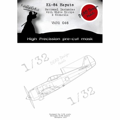 Dead Design Models VM32046 - Ki-84 Hayate National Insignias With White Stripe & Stencils (For Hasegawa kit) - 1:32