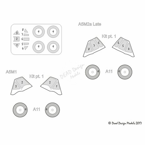 Dead Design Models VM48010 - A5M1/2a Late Claude Canopy Mask (For Fine Molds kit) - 1:48