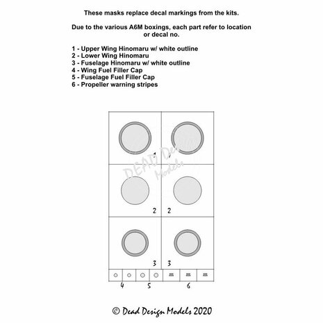 Dead Design Models VM48092 - A6M2/3 Reisen National Insignias With White Outline (For Hasegawa, Tamiya & Fujimi kit) - 1:48