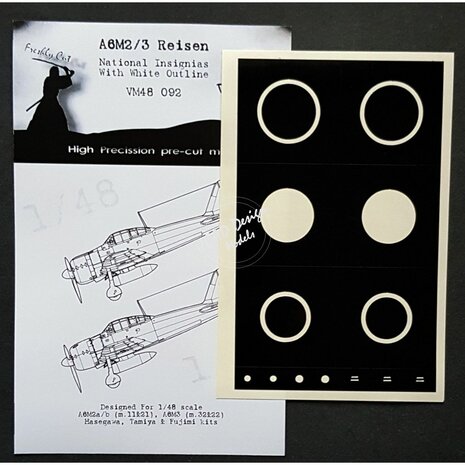 Dead Design Models VM48092 - A6M2/3 Reisen National Insignias With White Outline (For Hasegawa, Tamiya & Fujimi kit) - 1:48