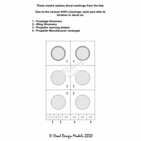 Dead Design Models VM72112 - N1K1-j Shiden National Insignias (For Tamiya/Aoshima kit) - 1:72