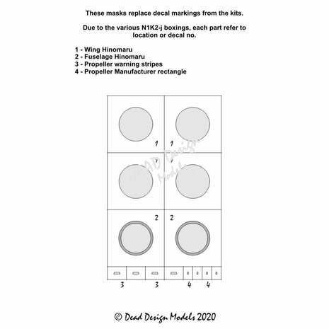 Dead Design Models VM72113 - N1K2-j & N1K3-j Shiden KAI National Insignias (For Hasegawa/Aoshima kit) - 1:72