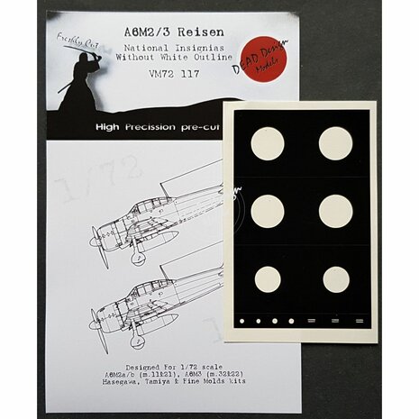 Dead Design Models VM72117 - A6M2/3 Reisen National Insignias Without White Outline (For Hasegawa/Tamiya/Fine Molds kit) - 1:72