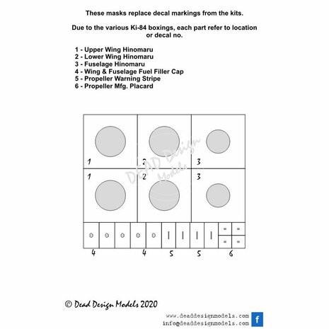 Dead Design Models VM72128 - Ki-84 Hayate National Insignias Without White Outline (For Hasegawa/Sword kit) - 1:72